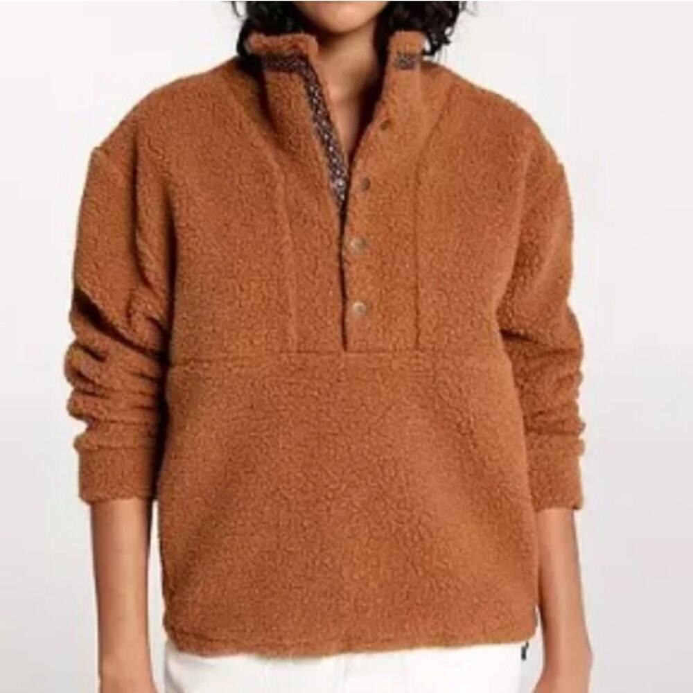Alpine Design Women's Caramel Latte Sherpa 1/4 Snap Pullover Jacket Size M